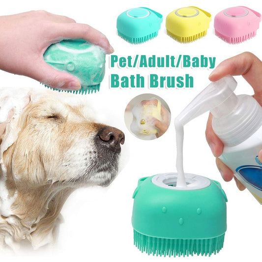 Silicone Dog/Cat Brush with Built-in Shampoo pour in